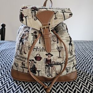Royaltex Fabric & Faux Leather French Chocolatier Martini Mini Backpack